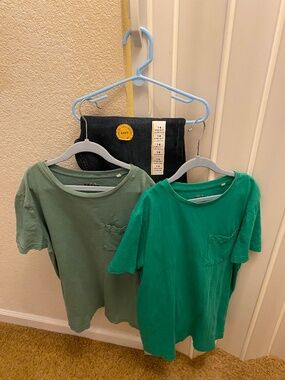 CAT & JACK 1 BLUE JEAN SZ 14 /BODEN 2 YOUTH SHIRTS FITS LIKE SZ 12 GREEN COLORS